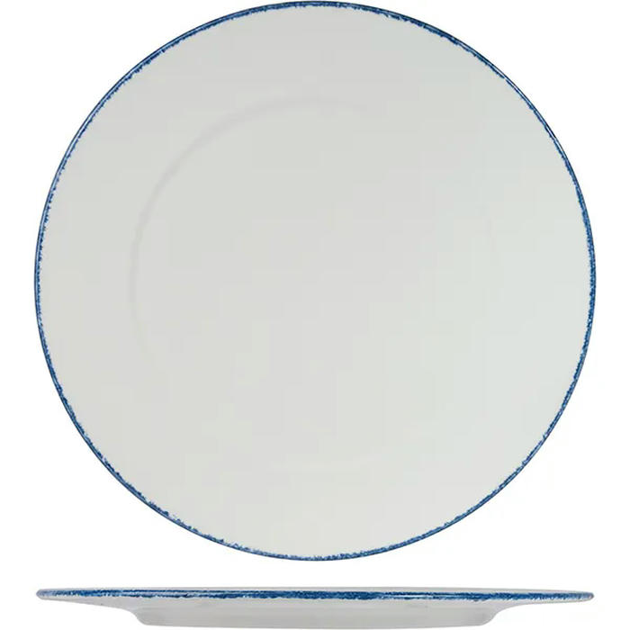 Тарелка для презентаций «Блю Дэппл» фарфор D=305,H=15мм белый,синий