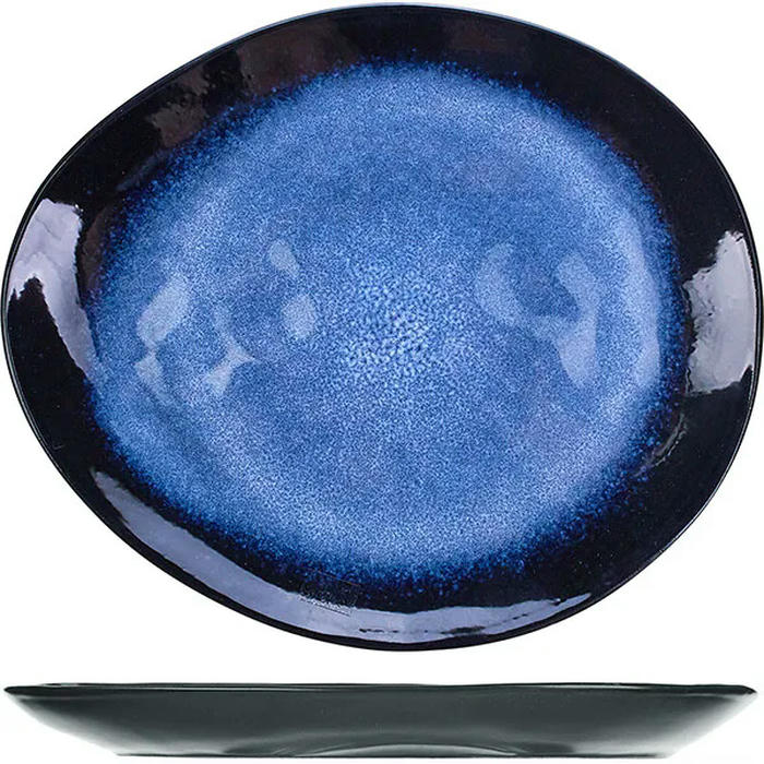 Тарелка для десерта керамика ,L=20,5,B=17,5см синий,черный
