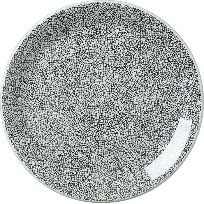 Тарелка мелкая «Инк Блэк» фарфор D=25,3см белый,черный
