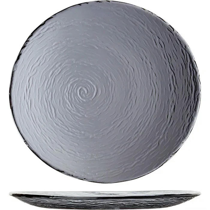 Тарелка мелкая «Скейп Гласс» стекло D=30см серый,матовый