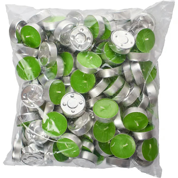Свечи «Таблетки»[100шт] воск,алюмин. D=4,H=4см зелен
