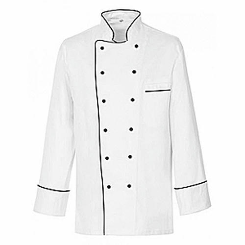 Куртка поварская с окант.56р.б/пуклей; полиэстер,хлопок; белый,черный
