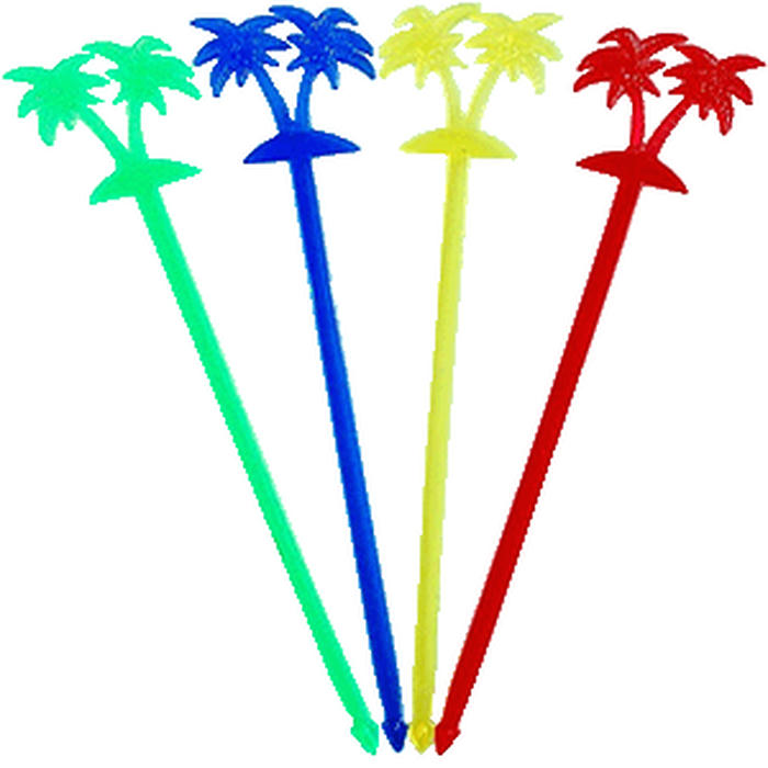 Мешалки для коктейлей «Пальма»[50шт] пластик ,L=20,5см разноцветн