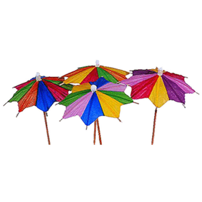 Украшения для коктейлей «Зонтик» на шпажках[100шт] бумага,дерево ,H=9см разноцветн. арт. 06020600