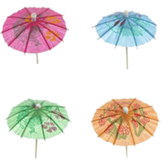 Украшения для коктейлей «Зонтик» на шпажках[300шт] бумага,дерево ,H=7см разноцветн.,бежев