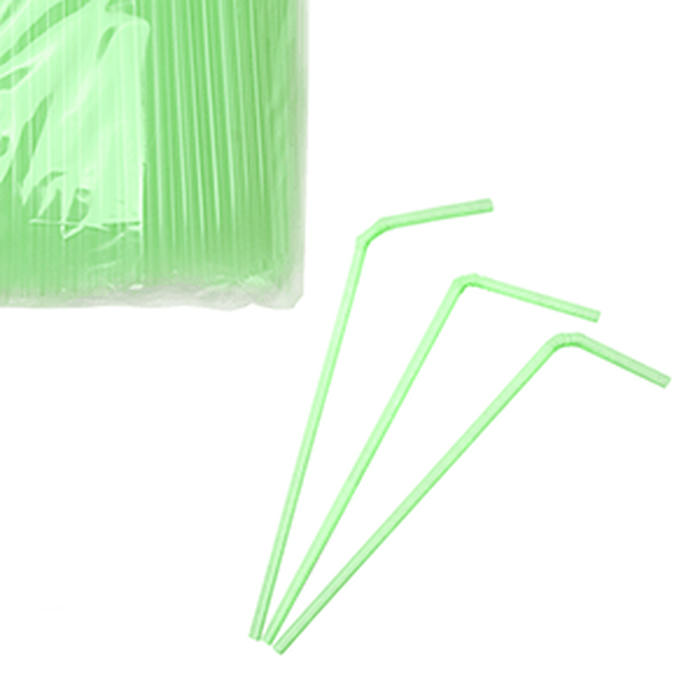 Трубочки со сгибом[1000шт] полипроп. D=5,L=210мм зелен