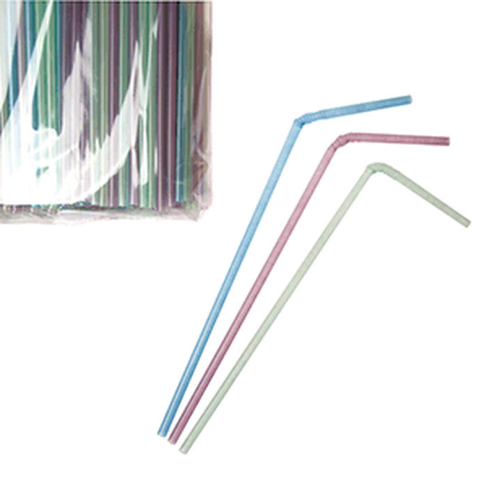 Трубочки со сгибом флюарисцентные[1000шт] полипроп. D=5,L=240мм разноцветн