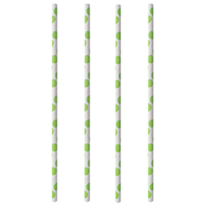 Трубочки без сгиба[100шт] бумага D=6,L=200мм белый,зелен