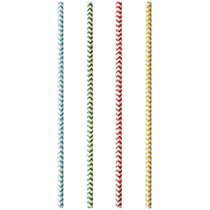 Трубочки «Зигзаг» без сгиба[100шт] бумага D=6,L=200мм разноцветн