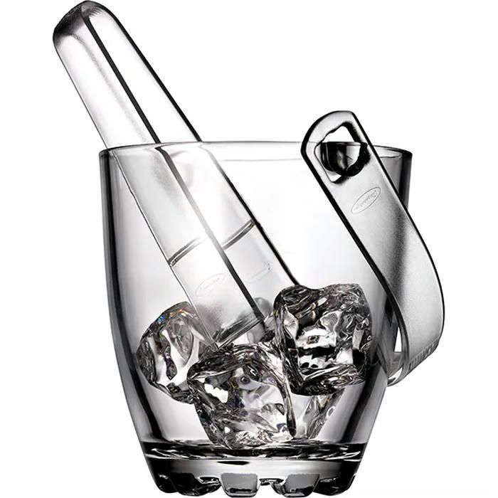 Емкость для льда + щипцы «Сильвана» стекло 0,84л D=75/120,H=125мм прозр