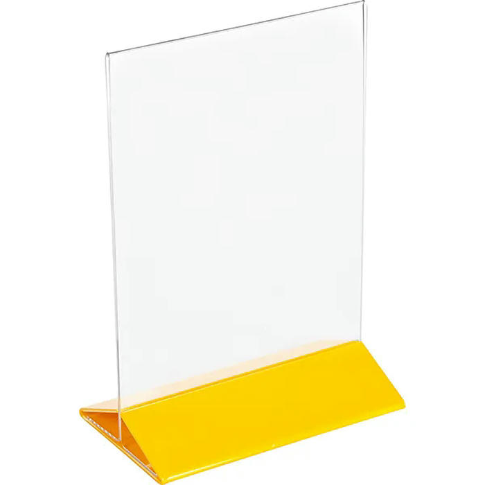 Подставка наст. д/меню А5 пластик ,H=220,L=155,B=95мм прозр.,желт