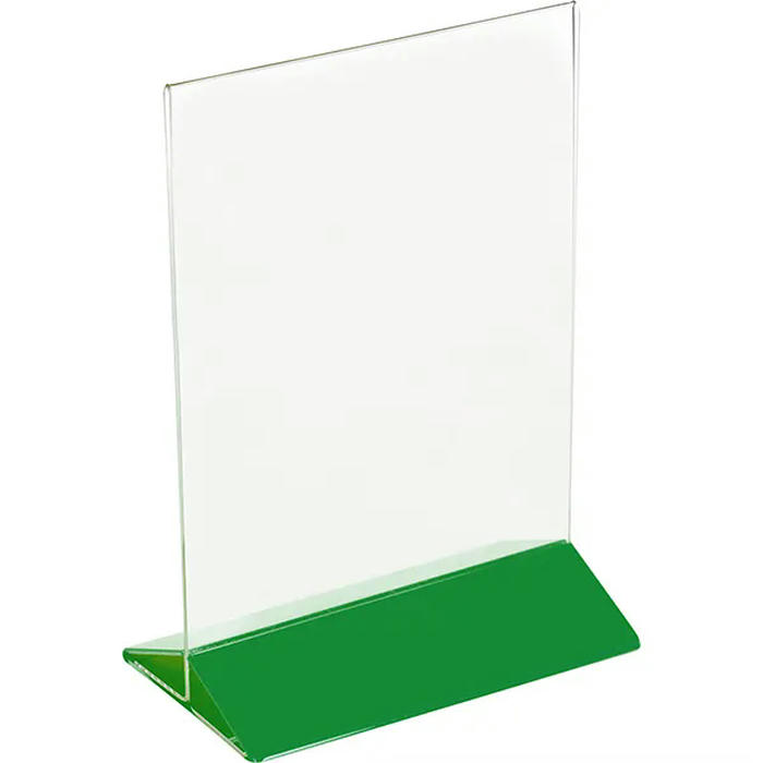 Подставка наст. д/меню А5 пластик ,H=220,L=155,B=95мм прозр.,зелен