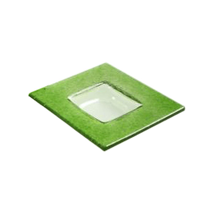 Тарелка квадратная «Бордер» стекло ,H=21,L=130,B=130мм прозр.,зелен