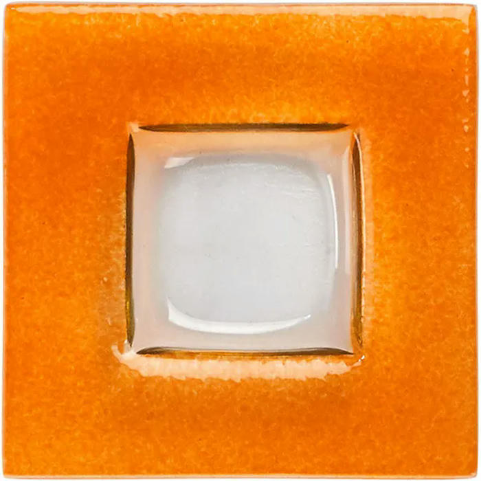 Тарелка квадратная «Бордер» стекло ,H=21,L=130,B=130мм прозр.,оранжев