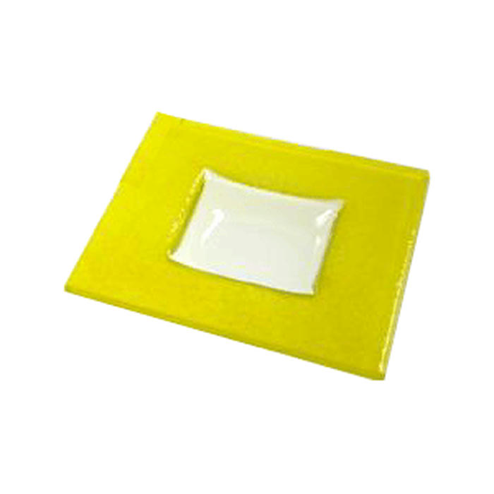 Тарелка квадратная «Бордер» стекло ,L=13,B=13см желт