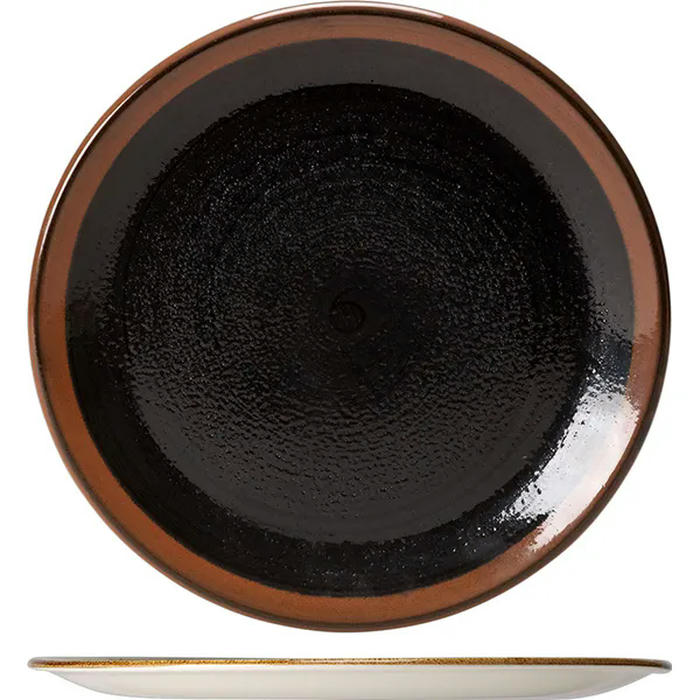 Тарелка мелкая «Кото» фарфор D=150,H=13мм черный,коричнев