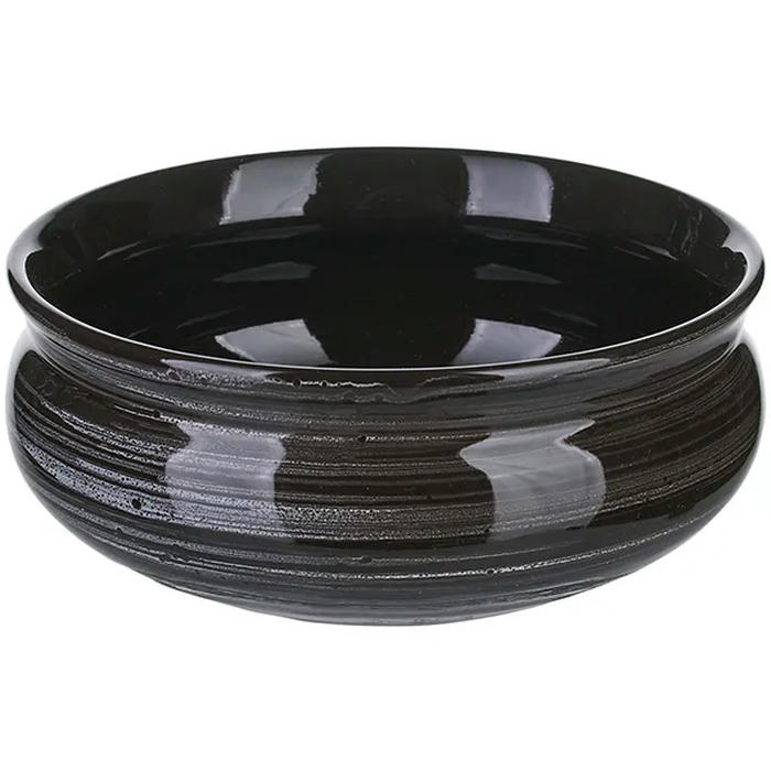 Тарелка глубокая «Маренго» керамика 0,8л D=16см черный,серый