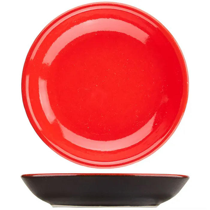 Тарелка б/полей «Кармин» керамика D=10см красный,черный