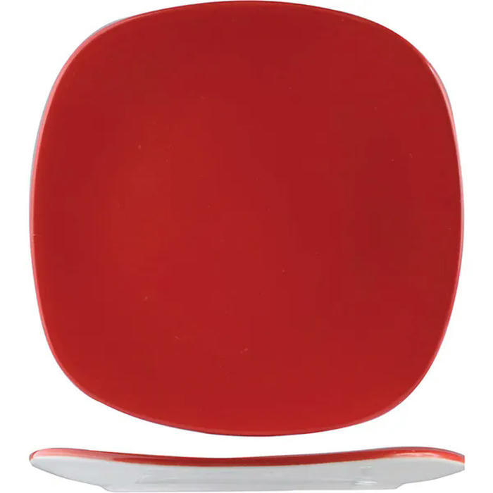 Тарелка квадратная «Фиренза Ред Квадро» фарфор ,H=15,L=180,B=180мм красный,белый