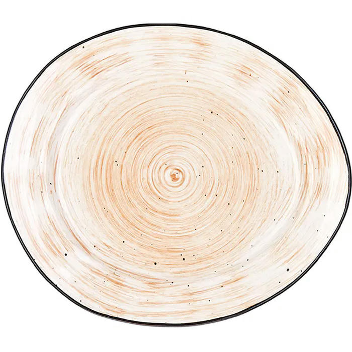 Тарелка мелкая «Пастораль» фарфор ,H=20,L=228,B=195мм оранжев