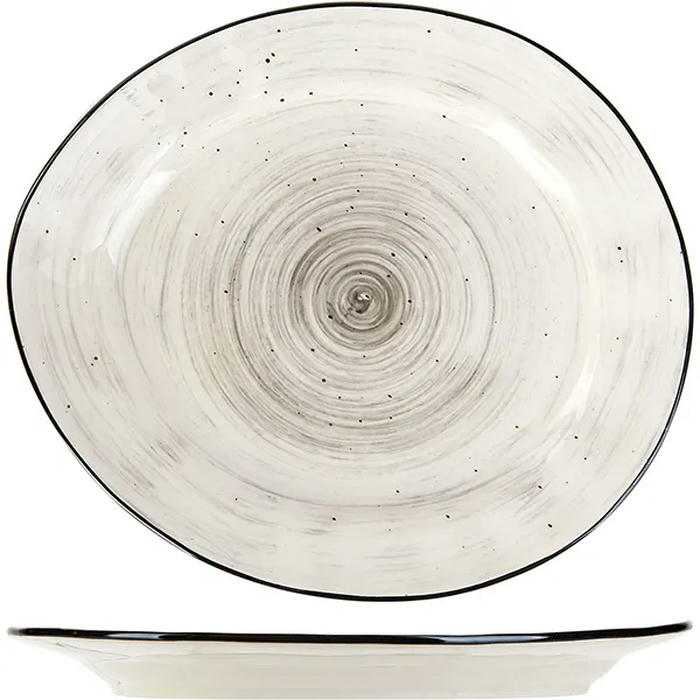 Тарелка мелкая «Пастораль» фарфор ,H=20,L=228,B=195мм серый