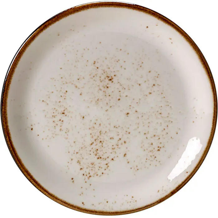 Тарелка мелкая «Крафт Вайт» фарфор D=20,H=2см белый,коричнев