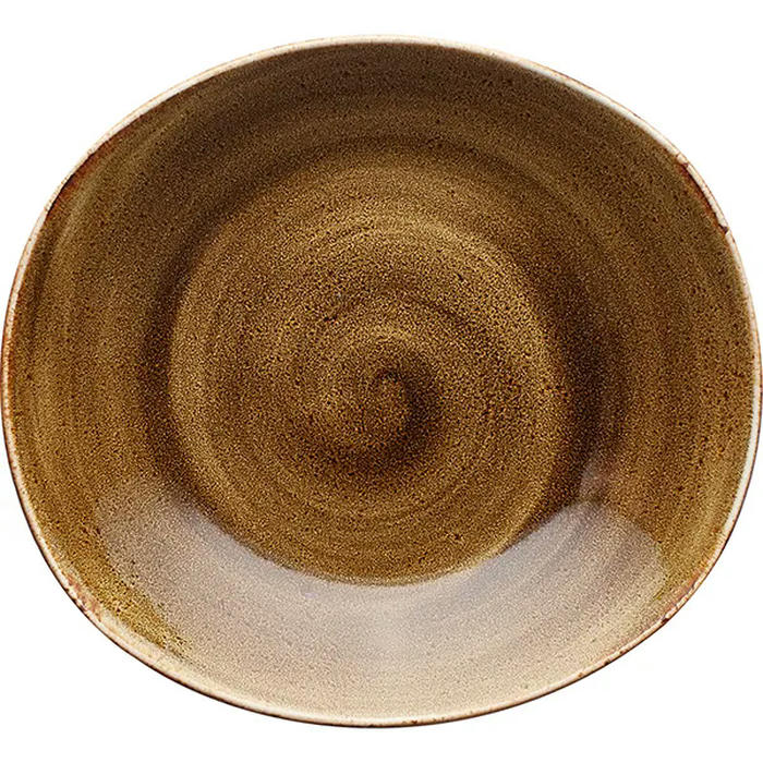 Тарелка глубокая «Крафт Браун» фарфор 0,5л ,H=35,L=210,B=195мм коричнев