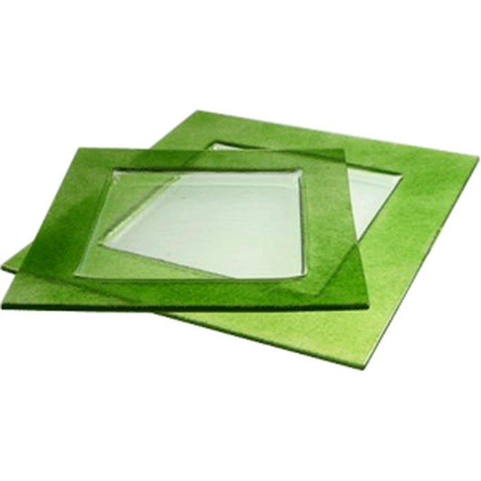 Тарелка квадратная «Бордер» стекло ,L=25,B=25,5см прозр.,зелен
