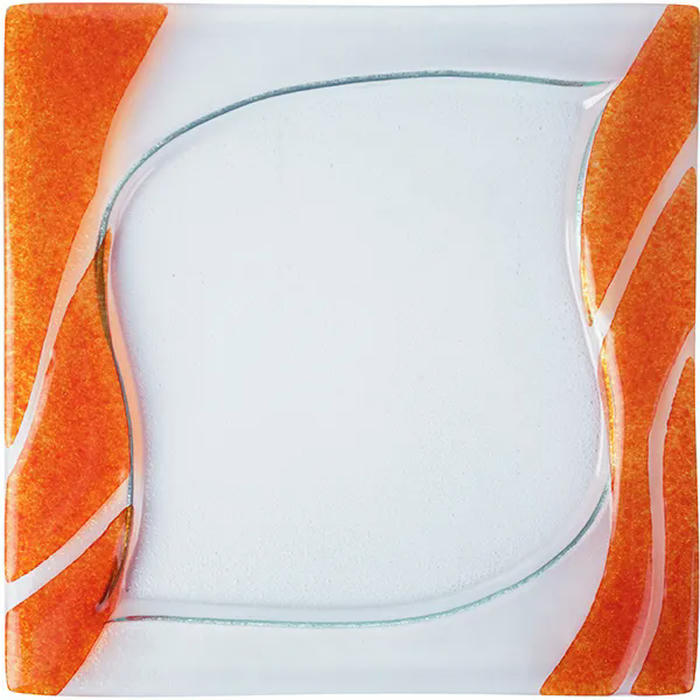 Тарелка «Стрим» стекло ,H=22,L=250,B=250мм прозр.,оранжев