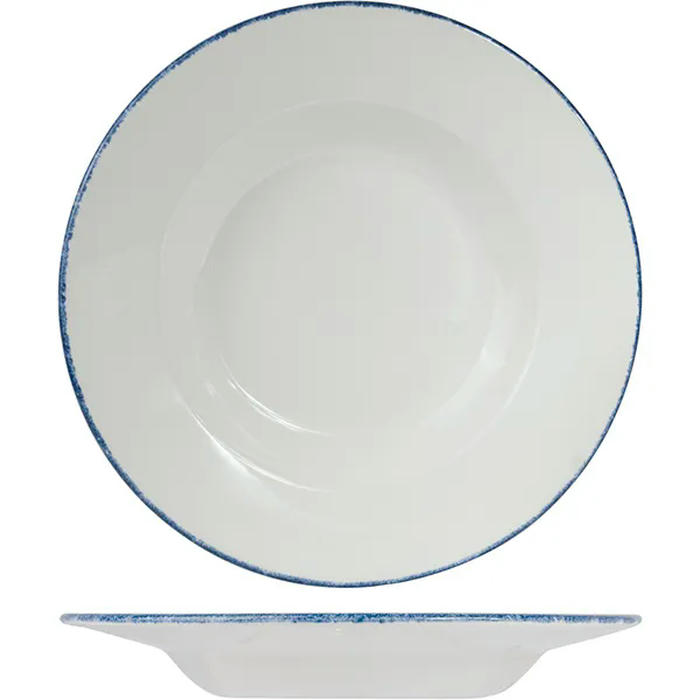 Тарелка для пасты «Блю Дэппл» фарфор 300мл D=27см белый,синий