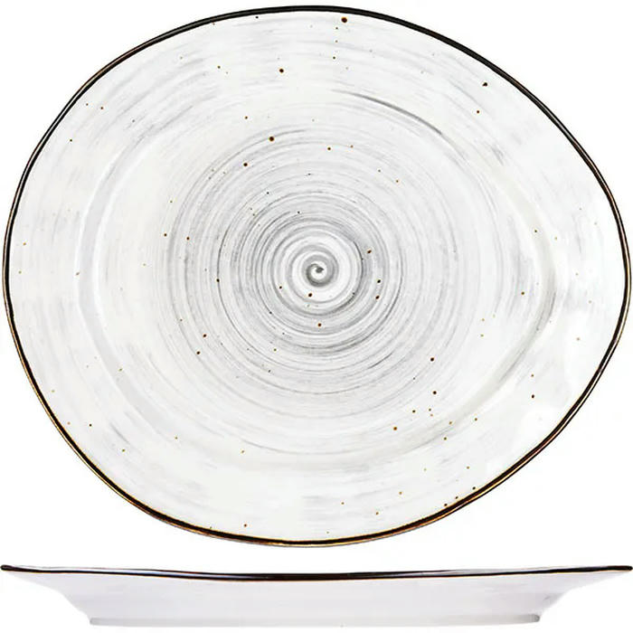 Тарелка мелкая «Пастораль» фарфор ,H=27,L=270,B=230мм серый