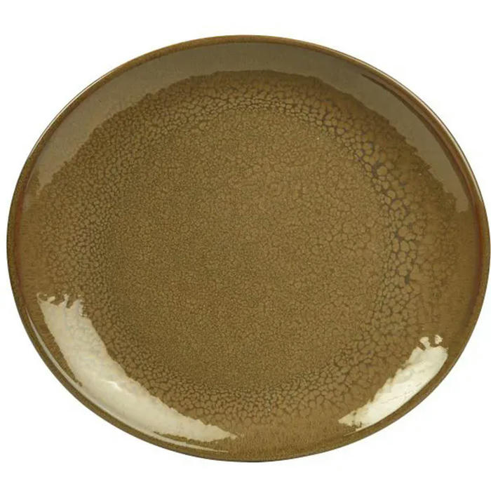 Тарелка овальная «Терра Браун» керамика ,L=21,B=19см коричнев.,зелен