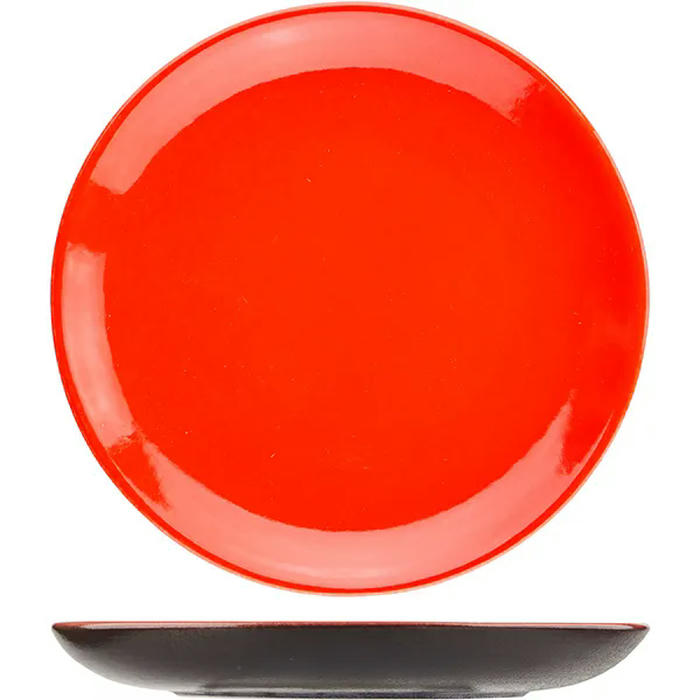 Тарелка плоская б/полей «Кармин» керамика D=21см красный,черный