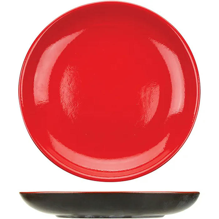 Тарелка плоская б/полей «Кармин» керамика D=25см красный,черный
