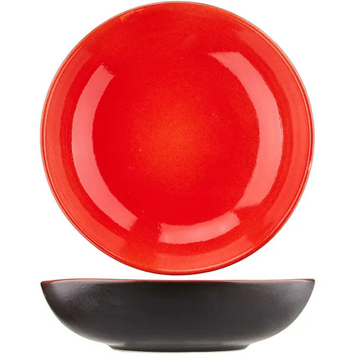 Тарелка глубокая (Шала) «Кармин» керамика D=27см красный,черный