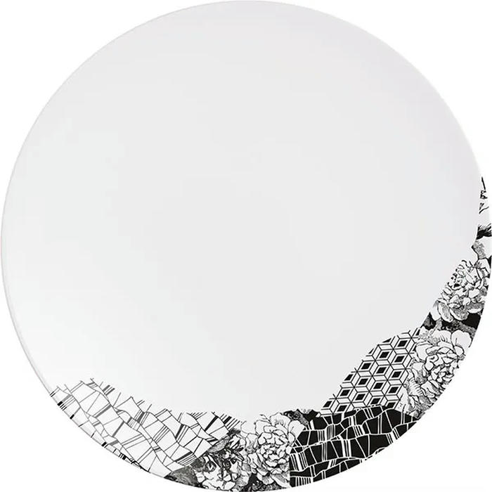 Тарелка мелкая «Фрагмент Ардуаз» фарфор D=25,5см белый,серый