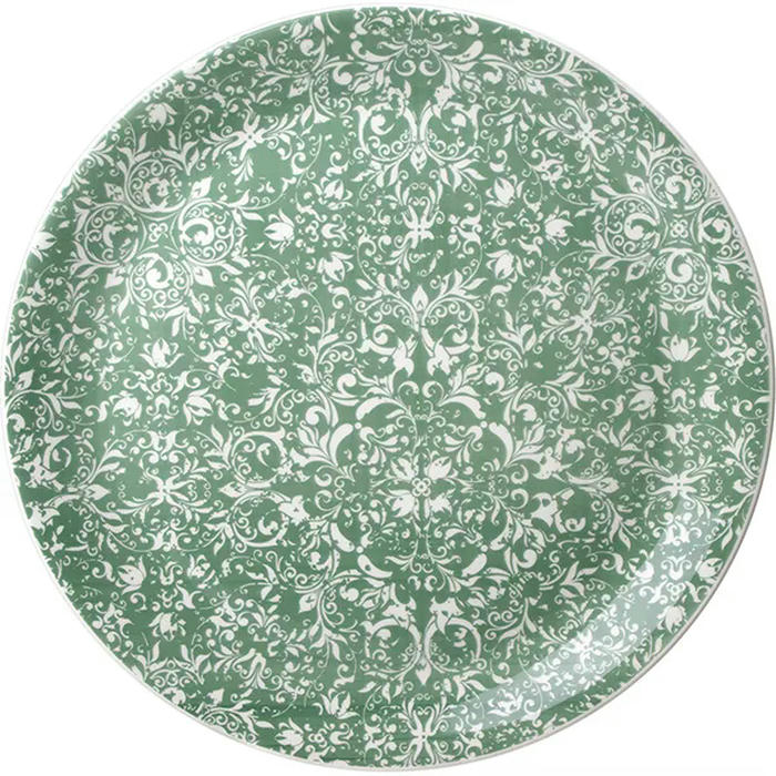 Тарелка мелкая «Инк» фарфор D=30,H=2см зелен.,белый