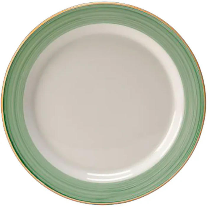 Тарелка мелкая «Рио Грин» фарфор D=26,5см белый,зелен