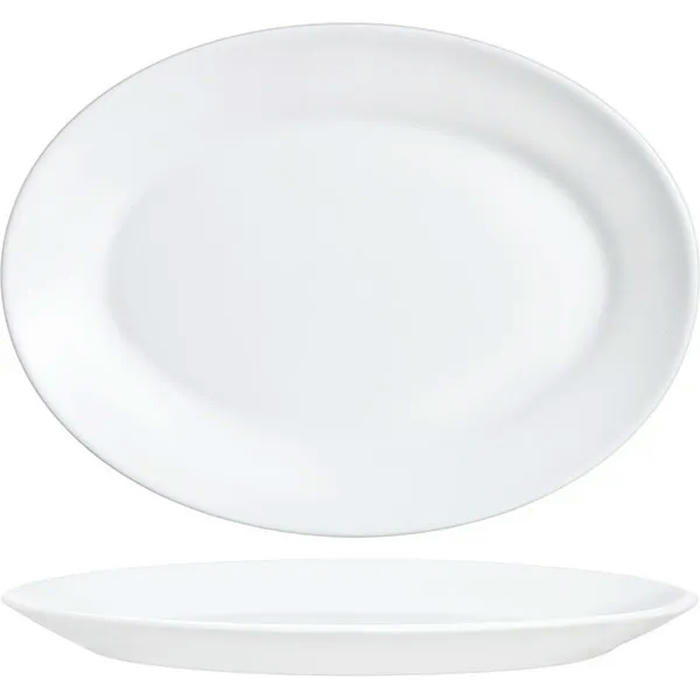 Блюдо овальное «Ресторан» стекло ,H=20,L=300,B=215мм белый