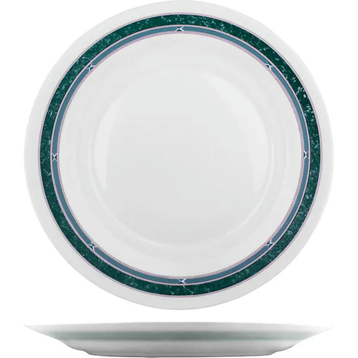 Блюдо круглое «Риалто» стекло D=293,H=23мм белый,зелен