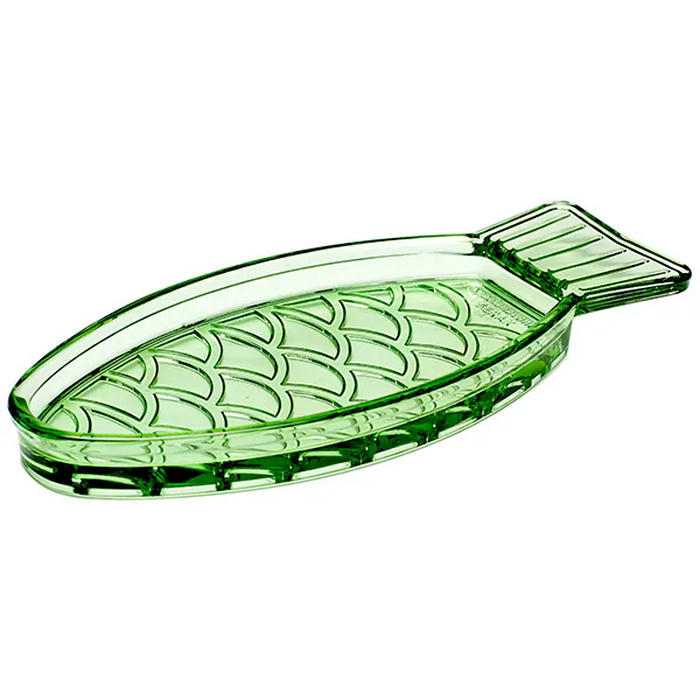 Блюдо сервировочное стекло ,L=23,B=10см зелен.,прозр