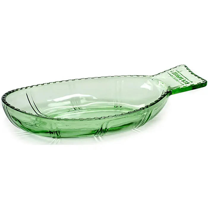 Блюдо сервировочное стекло ,H=47,L=260,B=140мм зелен.,прозр
