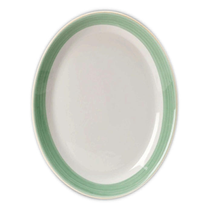 Блюдо овальное «Рио Грин» фарфор ,L=20см белый,зелен