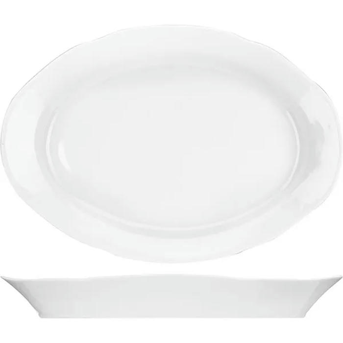 Блюдо овальное «Идиллия» фарфор ,H=42,L=330,B=236мм белый