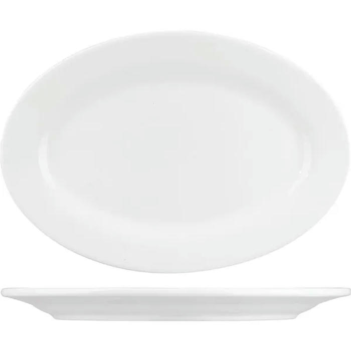 Блюдо овальное «Кунстверк» фарфор ,H=23,L=360,B=253мм белый