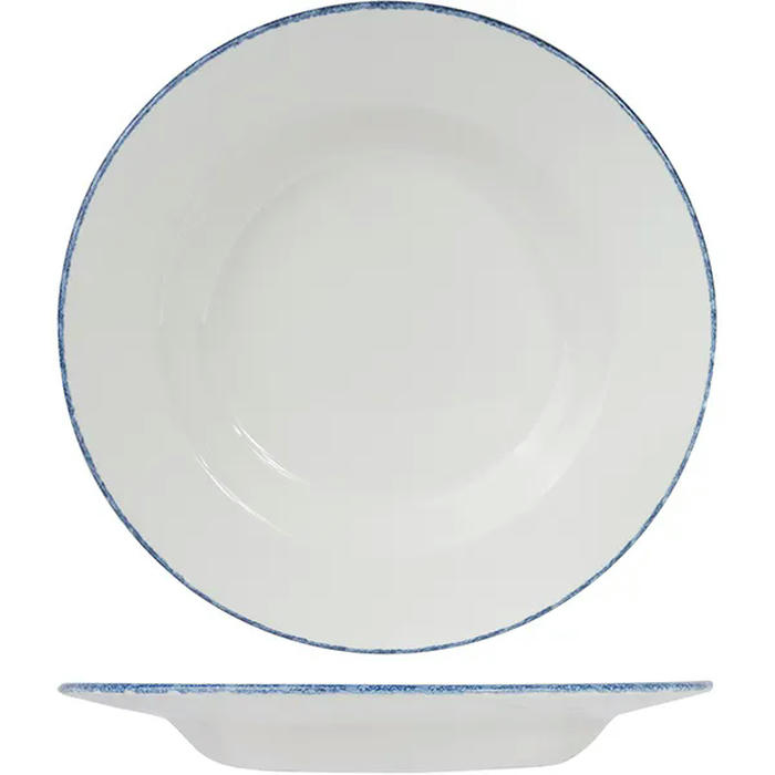Блюдо круглое глубокое «Блю Дэппл» фарфор 0,6л D=300,H=32мм белый,синий
