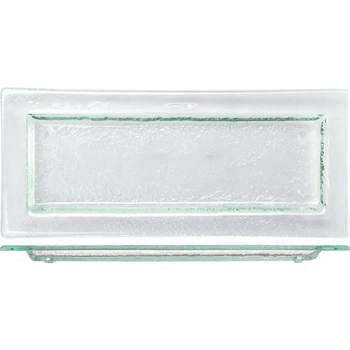 Блюдо сервировочное стекло ,H=15,L=350,B=150мм зелен