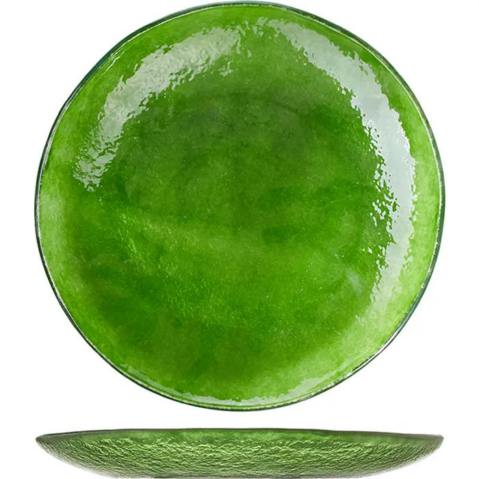 Блюдо сервировочное стекло D=27,H=3см зелен