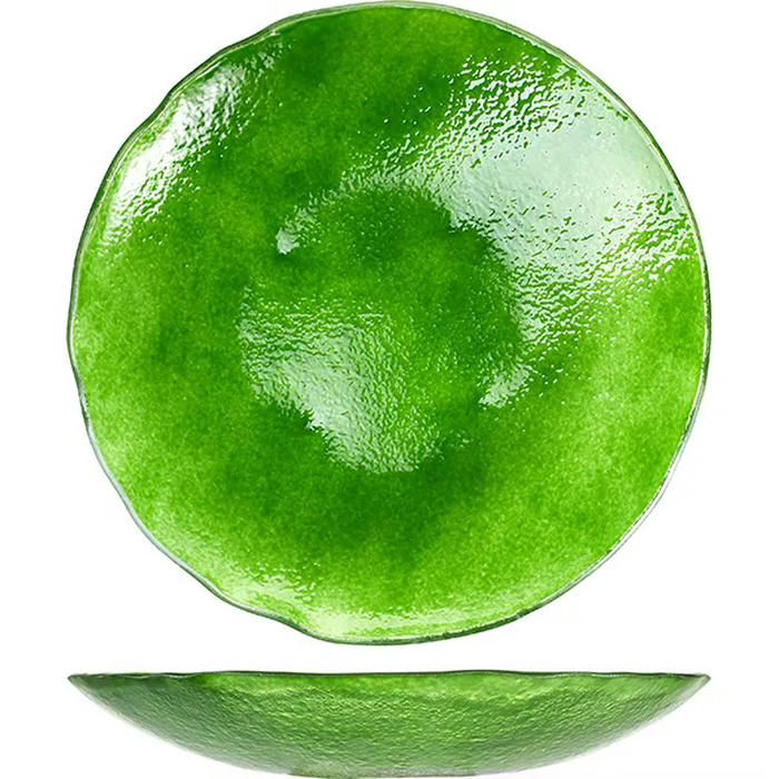 Блюдо сервировочное стекло D=330,H=55мм зелен
