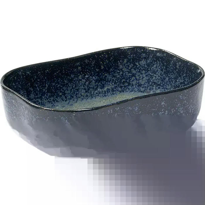 Блюдо глубокое №6 «Мерси» песчаник ,H=45,L=145,B=105мм голуб.,серый